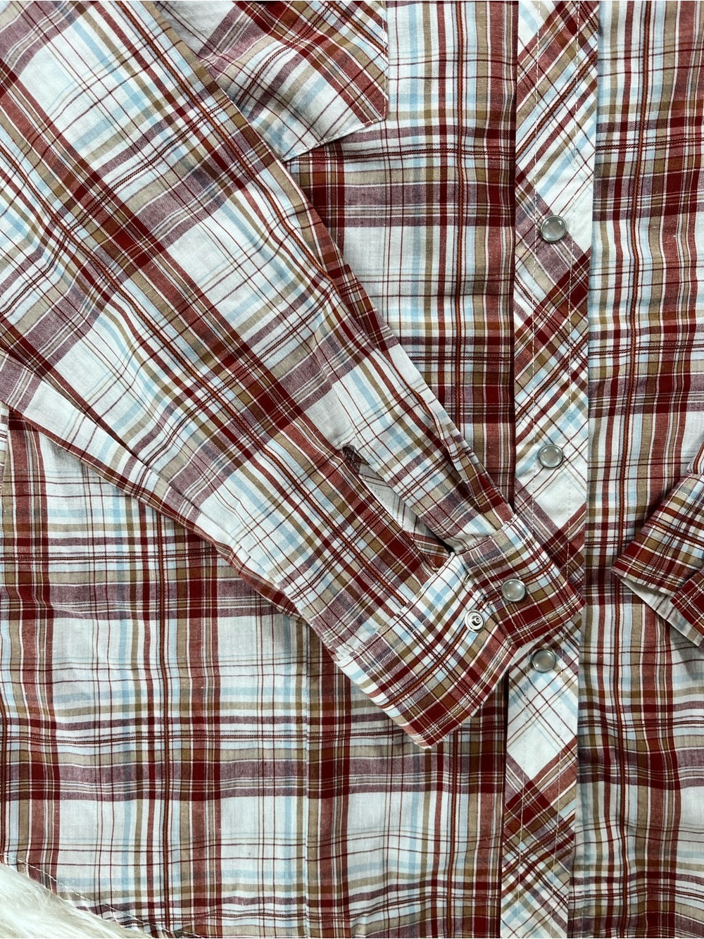 Roper Pearl Snap Shirt Women's M Red White Plaid - Picture 3 of 5